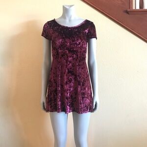 2000s Forever 21 Crushed Velvet Skater Dress Size Medium